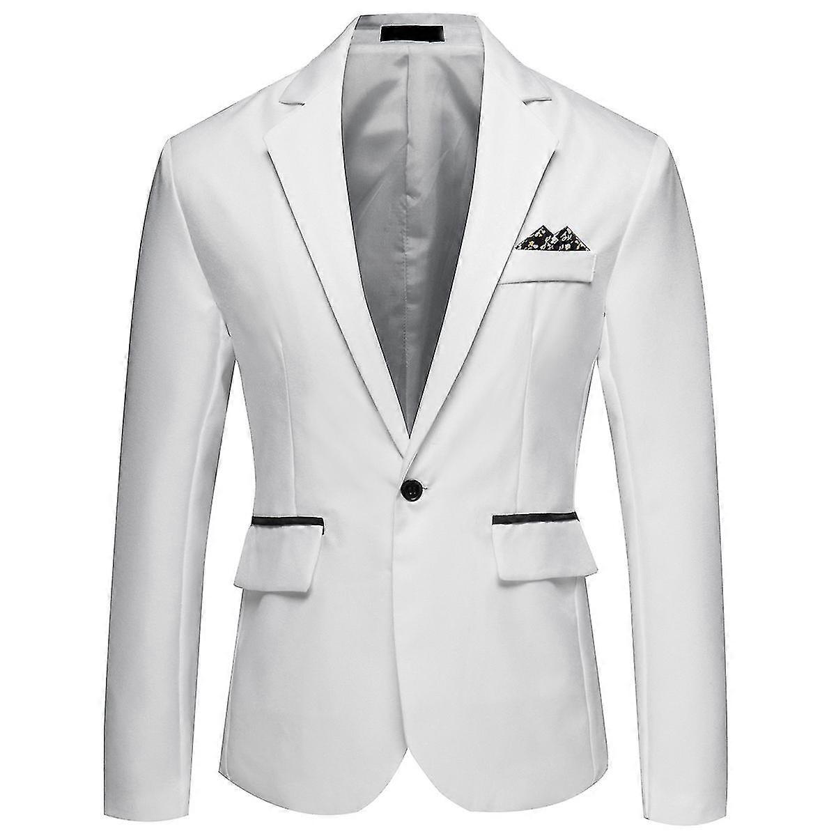 Hommes Business Casual One Button Notched Lapel Solid Color Blazer Suit Jacket