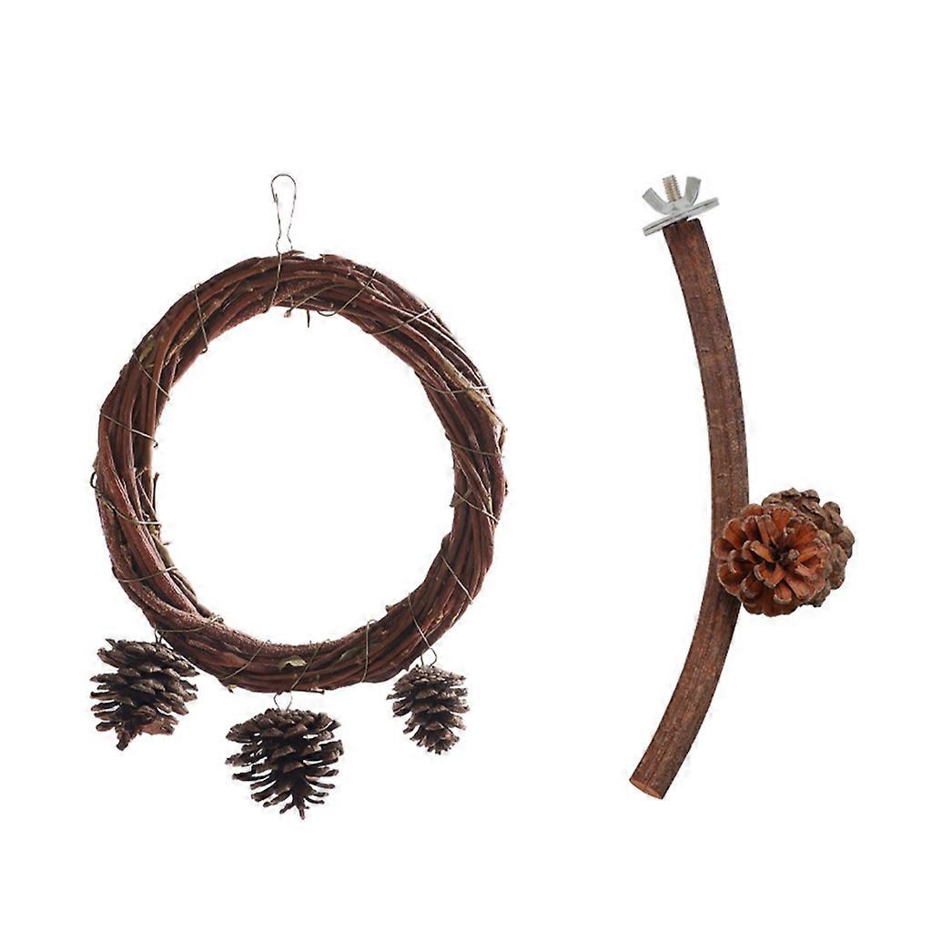  Bird Toy Wood Perch Swing Stand for Cockatiels Conures Budgies Lovebirds