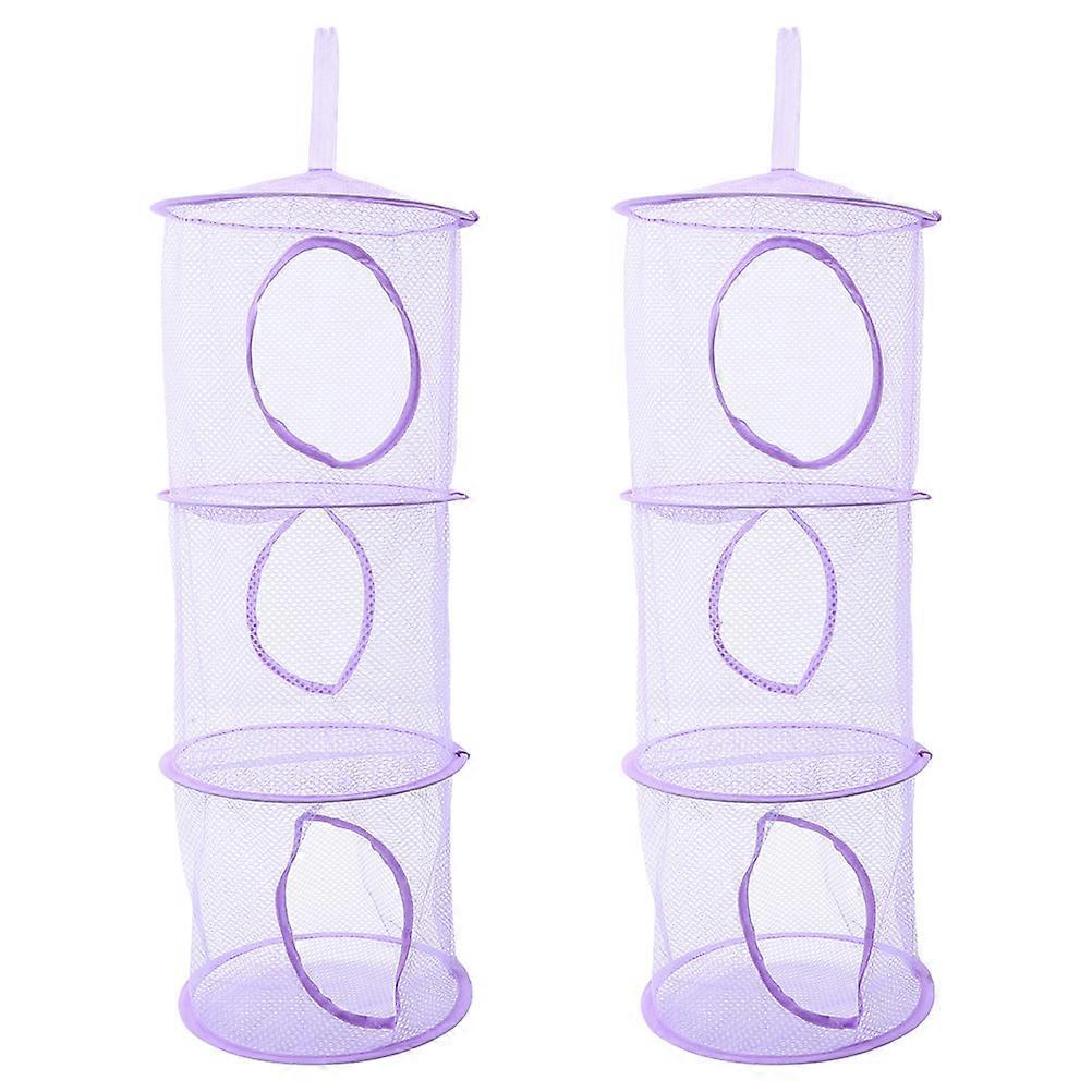 2pcs Stuffed Animal Hammocks Multi-layer Foldable Hanging Net Hanging Mesh Sock Drying Net