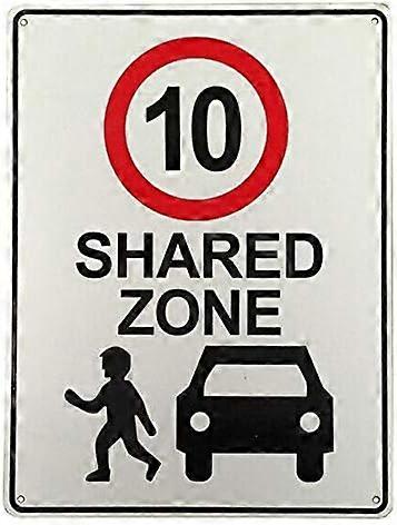 Advarsel Metallskilt 10 Speed Limited Shared Zone Skole