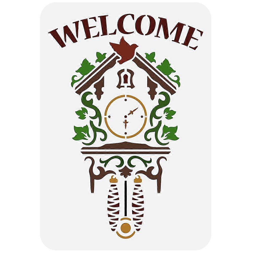 Plastic Drawing Painting Stencils Templates for Painting on Scrapbook Fabric Tiles Floor Furniture Wood Rectangle Clock Pattern 29.7x21cm