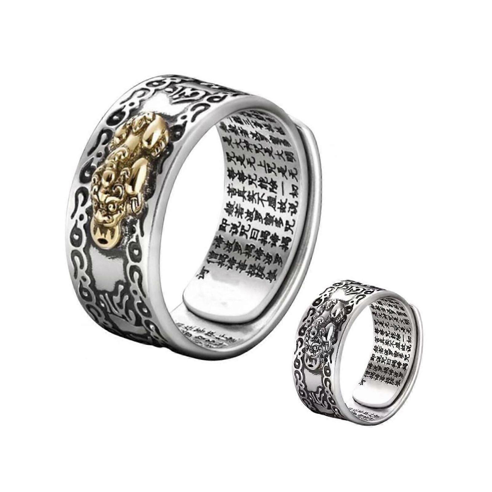 Feng Shui Amulet Ring Pixiu Wealth Lucky Open Adjustable Buddhist