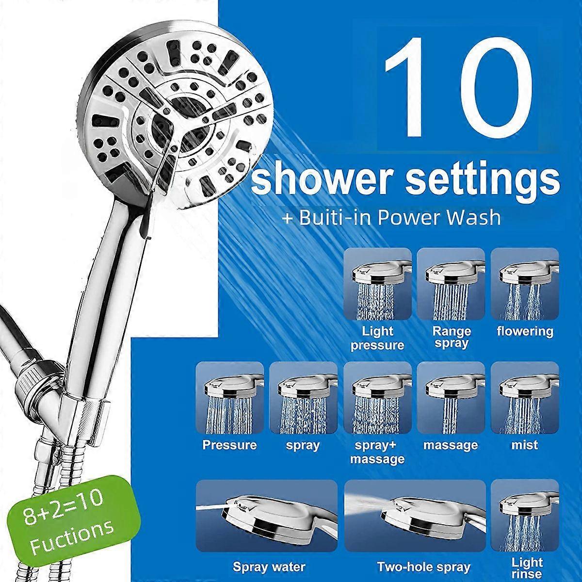 8 +2 function handheld shower bath back spray blade water pressurized filter shower set