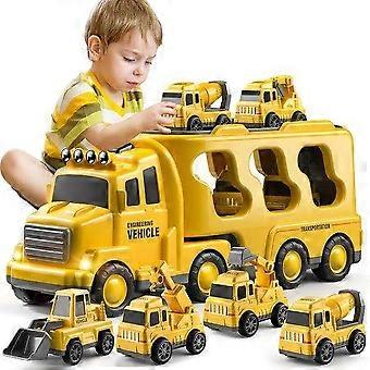 5-in-1 Friction Power Construction Truck Toy for Toddlers 3+, Includes Crane, Mixer, Bulldozer, Excavator - Durable & Fun!