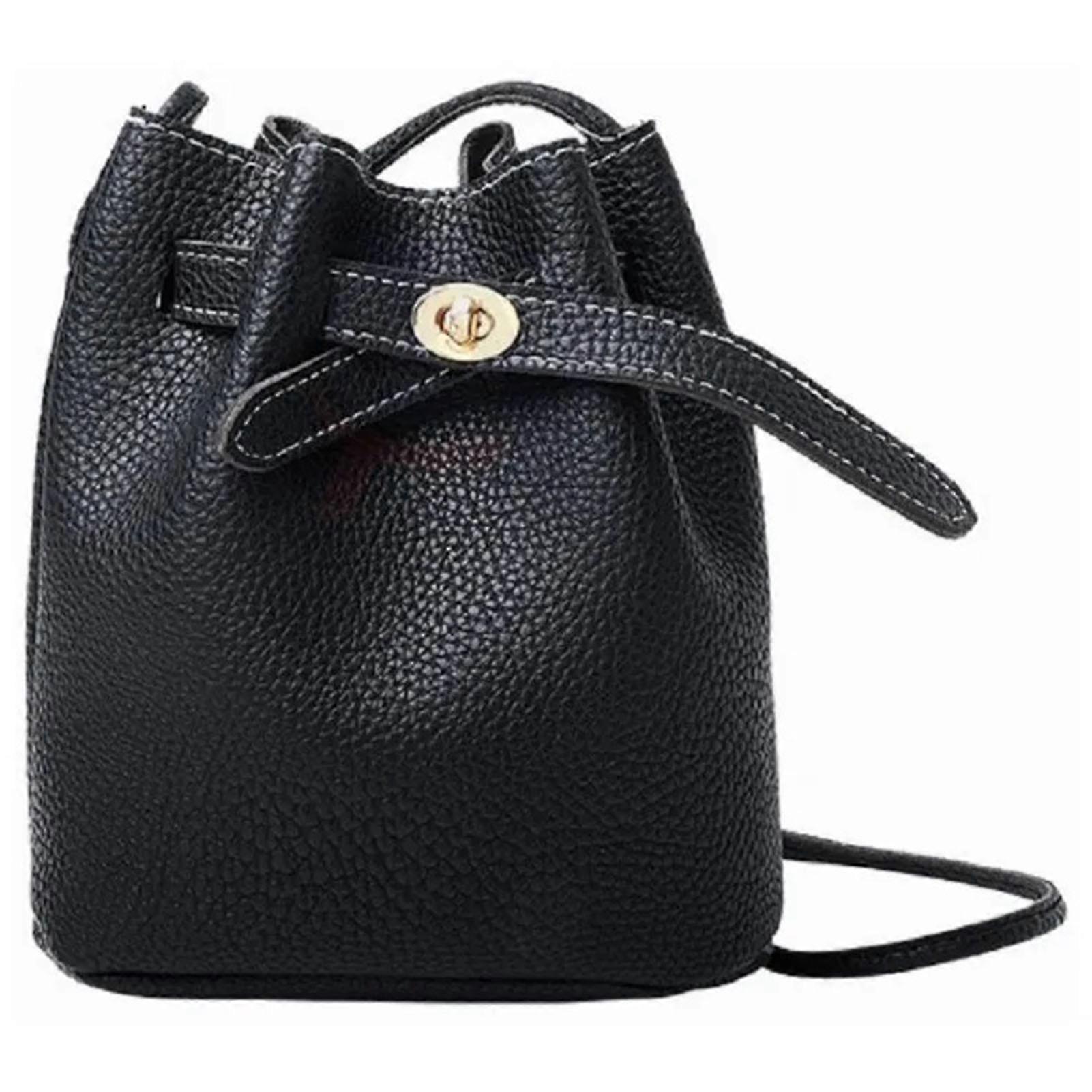 Ladies Large Capacity Solid Color Slit Casual PU Shoulder Bag