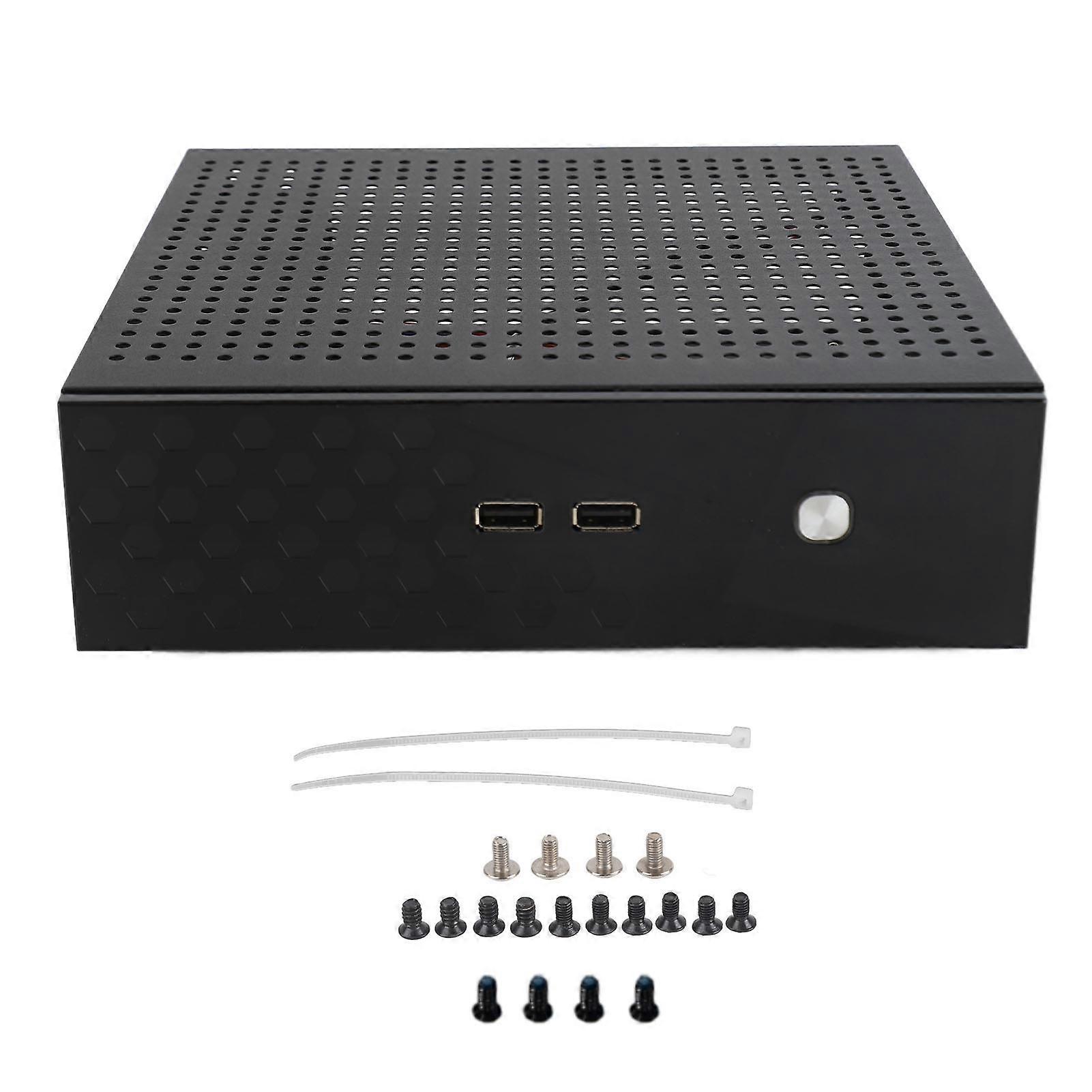 Case per computer desktop, buona dissipazione del calore, squisito case compatto nero mini HTPC per computer video domestico