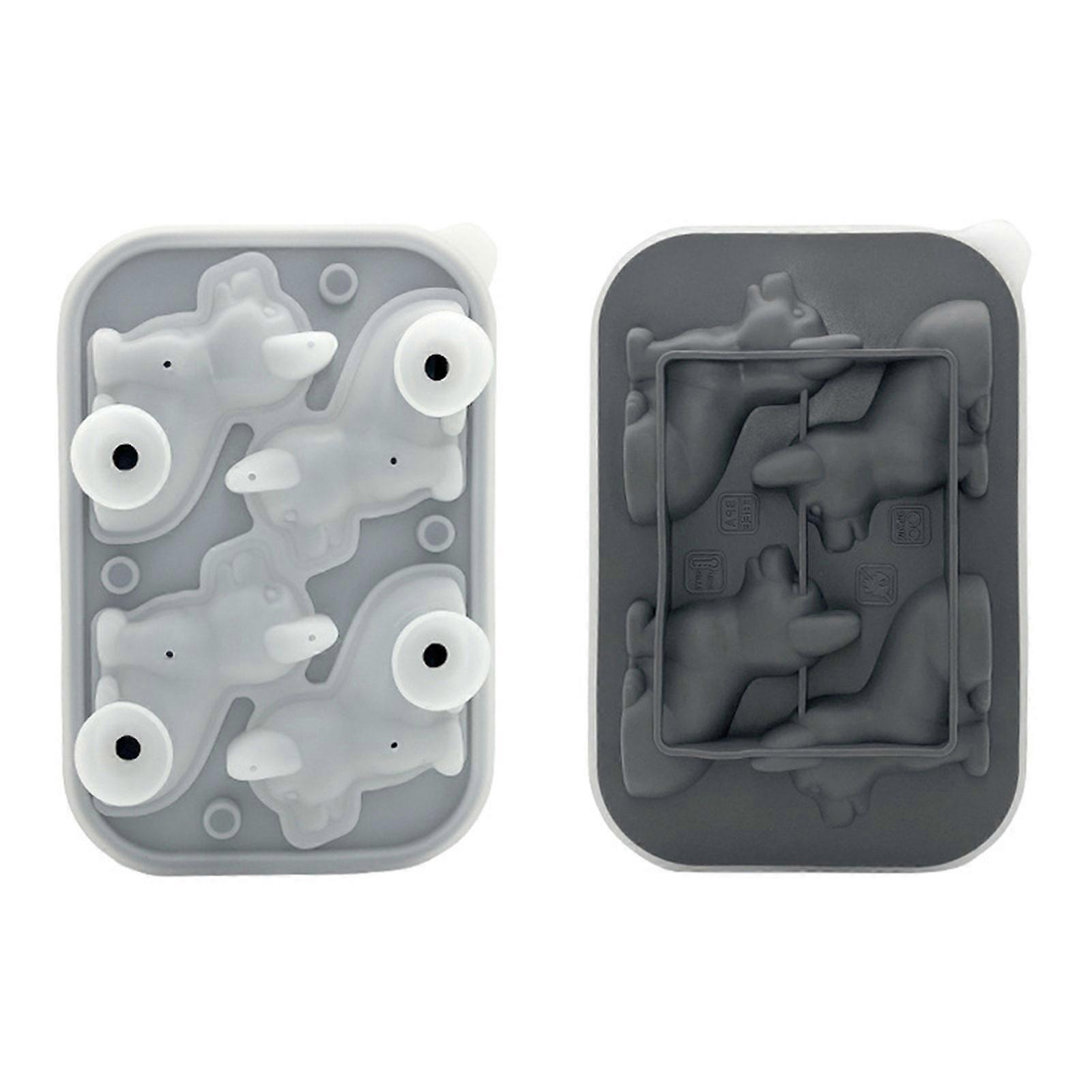 4 Compartment Ice Cube Tray Multifunctional Silicone Molds Dog Shaped Ice Cube Maker Ice Cube Tray Ice Cube Moulds Gray