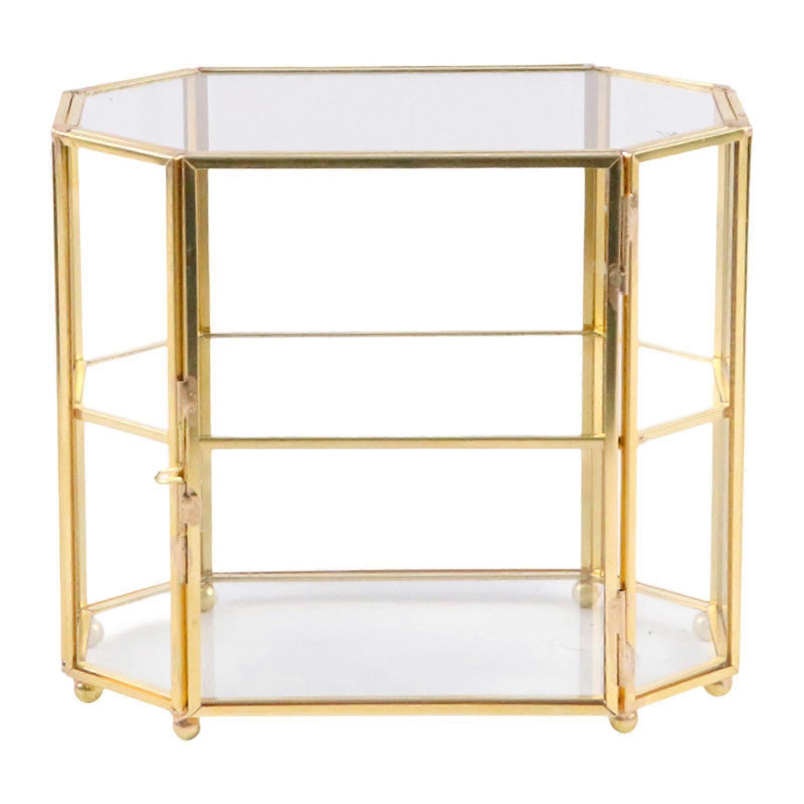 Jewelry Display Case Glass Cosmetic Organizer with 2 Tiers for Wedding Decor
