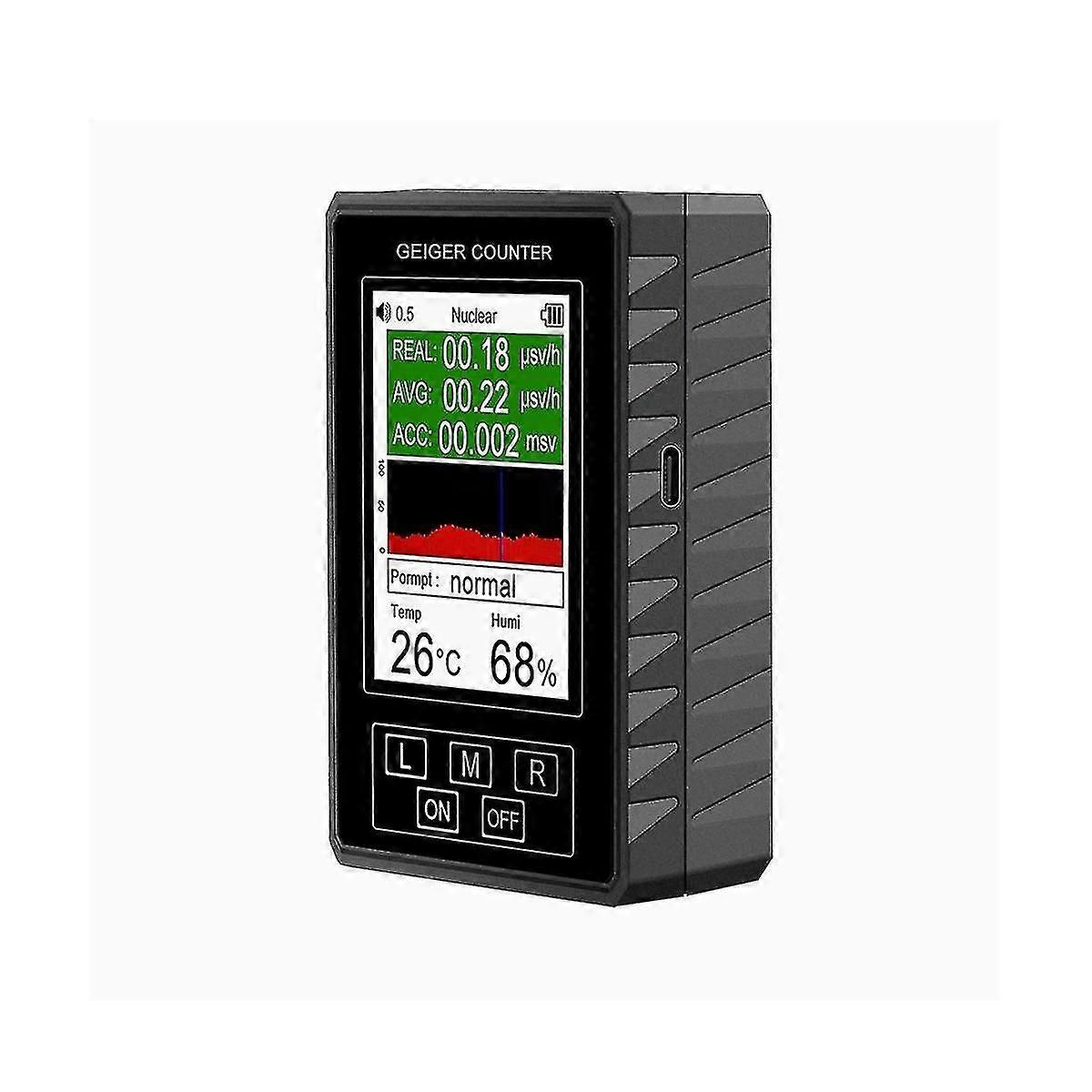 Geiger Counter Nuclear Radiation Meter Ionizing Radiation Temperature And Humidity Xr1-pro Black