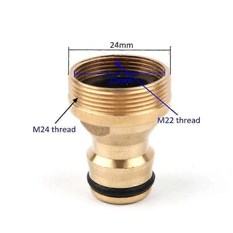 Brass M22 M24 Thread Hose Water Tube Connector Tap Snap Adaptor Fitting Garden Quick Connector