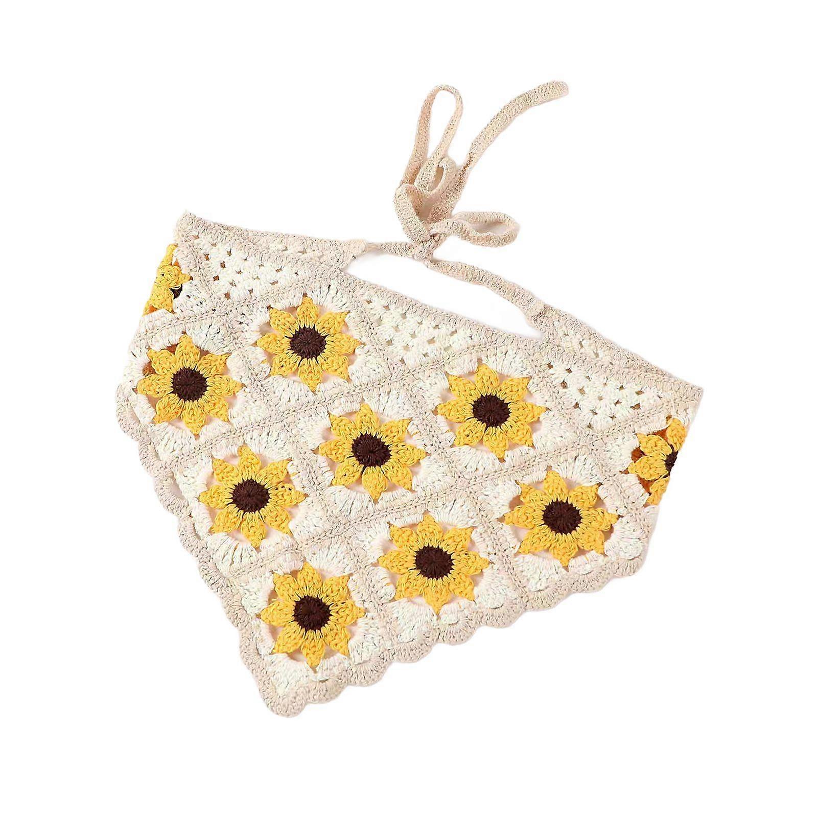 Gotycki szydełkowy szalik na głowę wzór kwiatowy sznurowany oddychający elastyczny wzór roślinny nakrycia głowy akcesoria do włosów