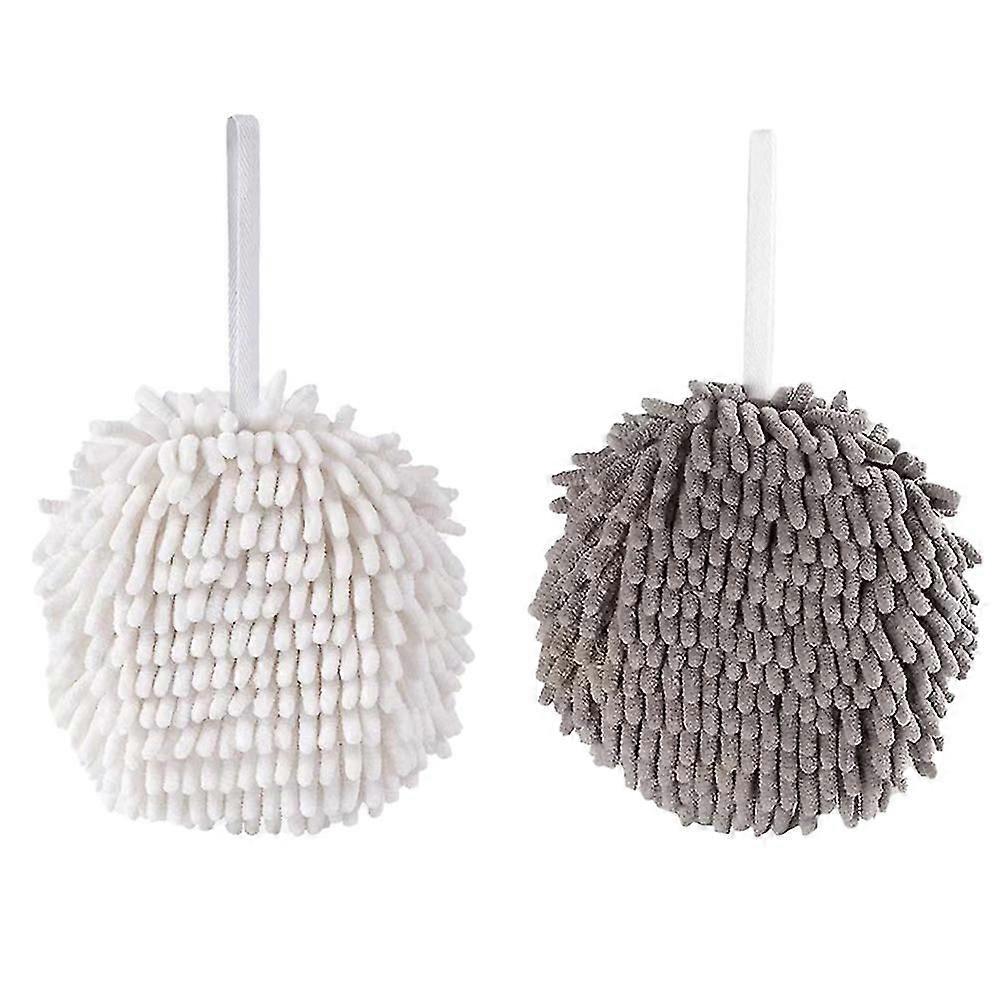 Hand Towel, Bathroom Fluffy Microfiber Decorative Ball Towels With Loop