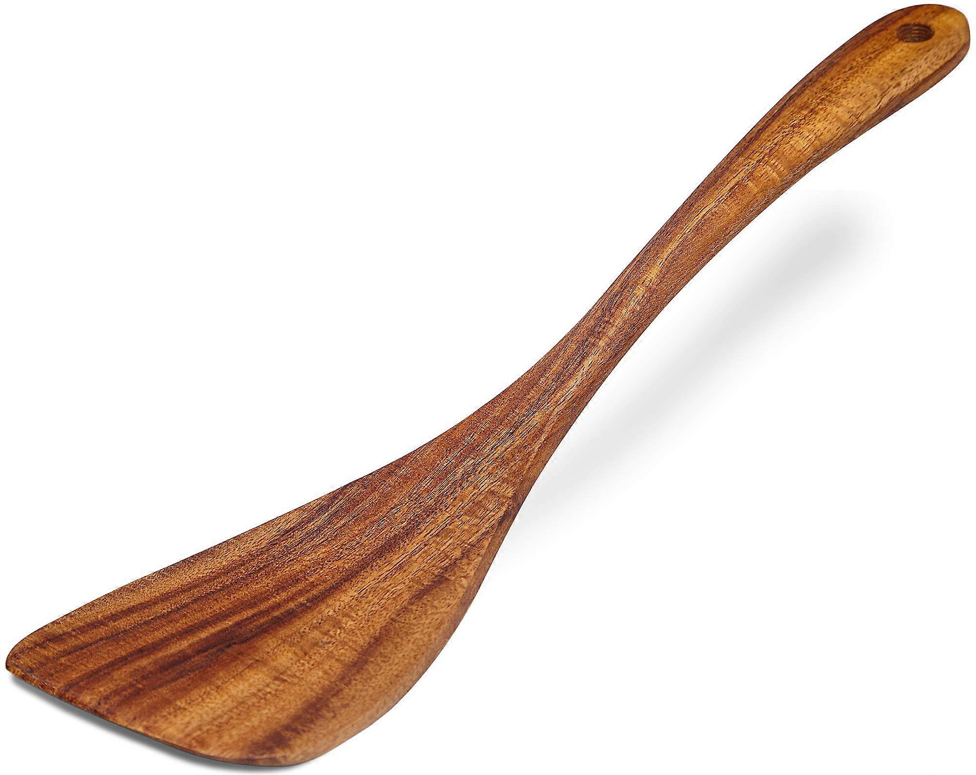 Spatula Turner Handmade Flat Frying Spatula with Long Handle, Durable Wooden Kitchen Cookware Tool