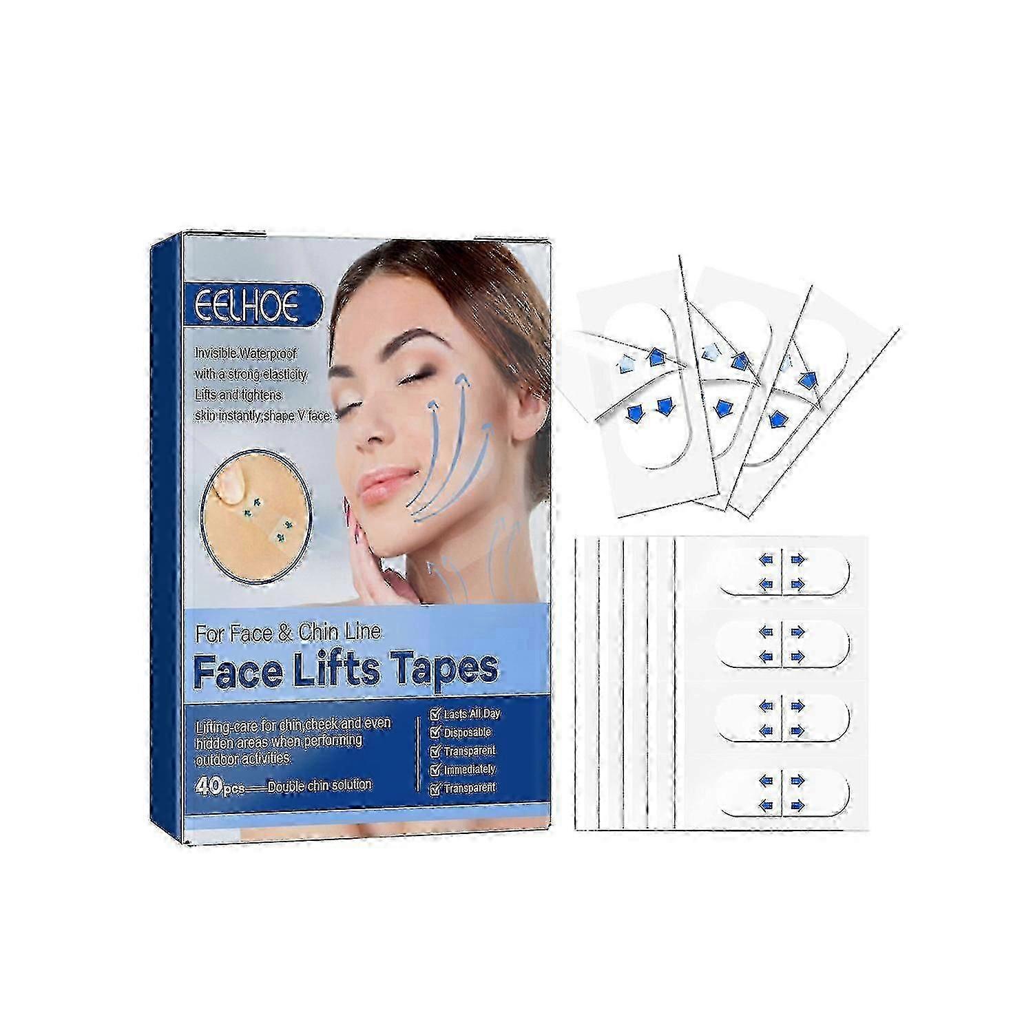 EELHOE 40PCS V Face Invisible Tape Face Lifting Firming Adhevise Tape Skin-friendly Soft Elastic Wa