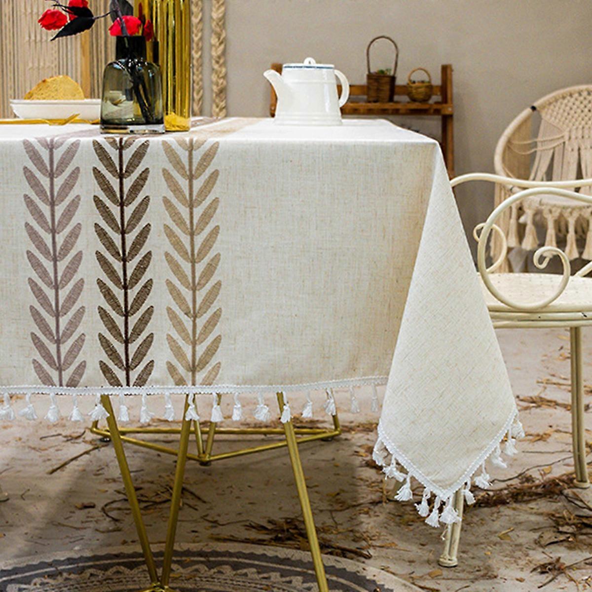 Elegant square rectangular tablecloth/tablecloth, kitchen table decorated with plant rectangles