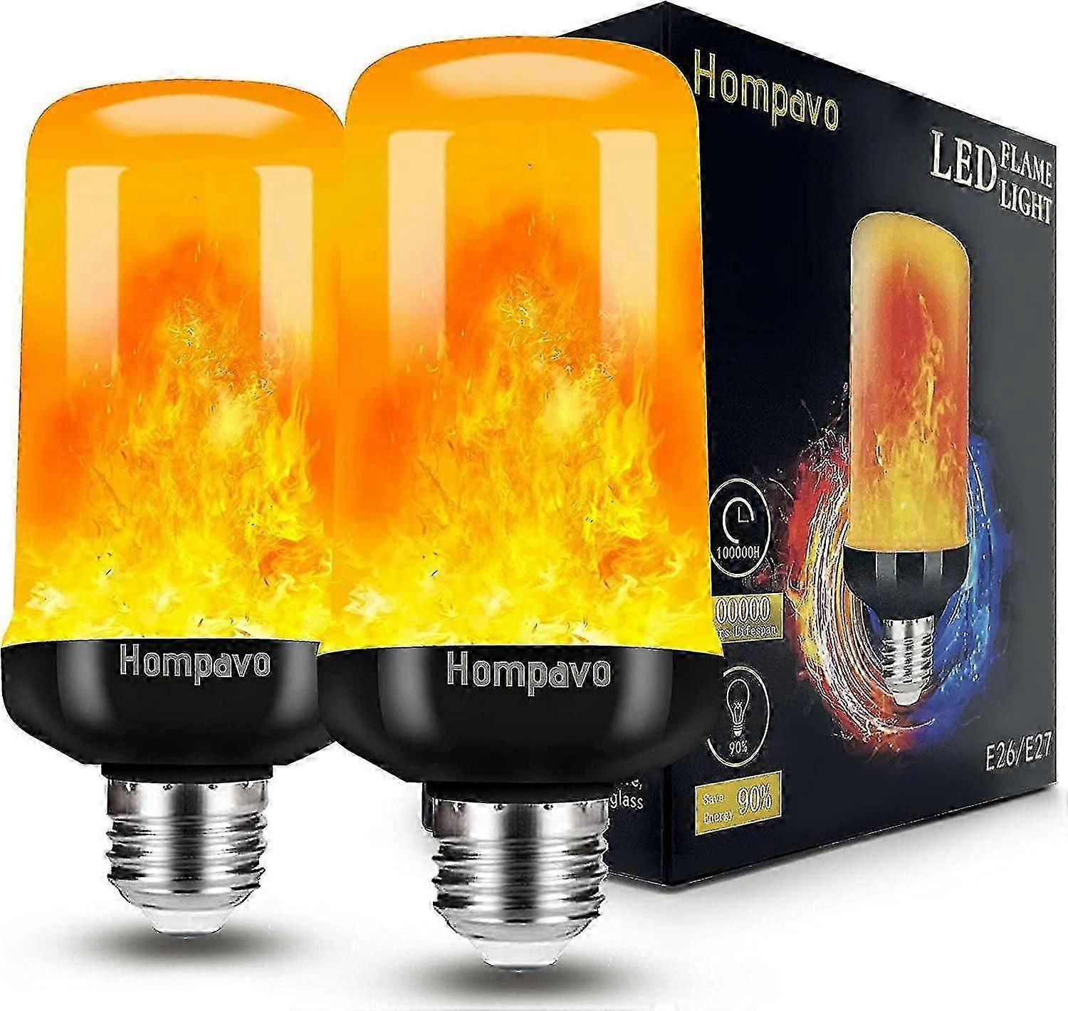 [mise à niveau]  Ampoule à flamme LED, 4 modes d’ampoules scintillantes, ampoule à flamme de base E26 / e27, Noël (2 pack)