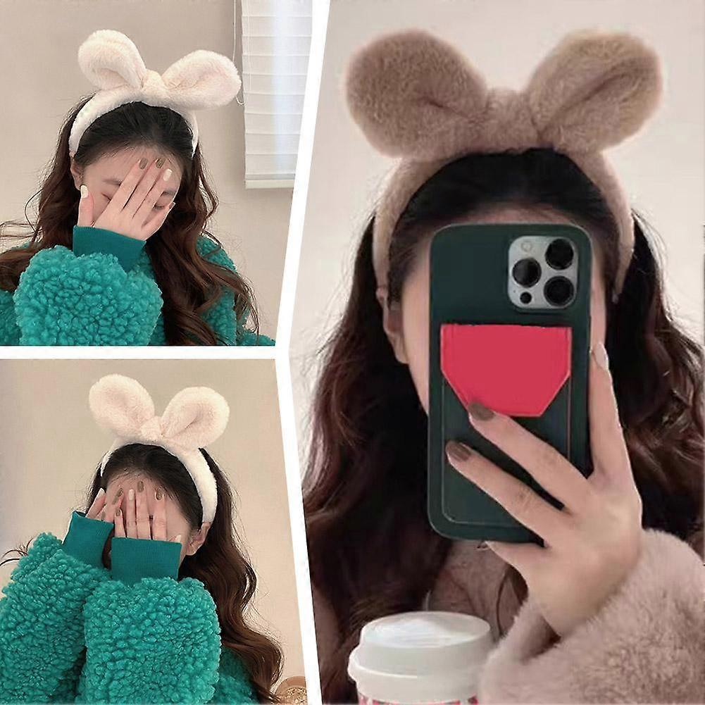 Bandeau en peluche avec oreilles de lapin pour femme