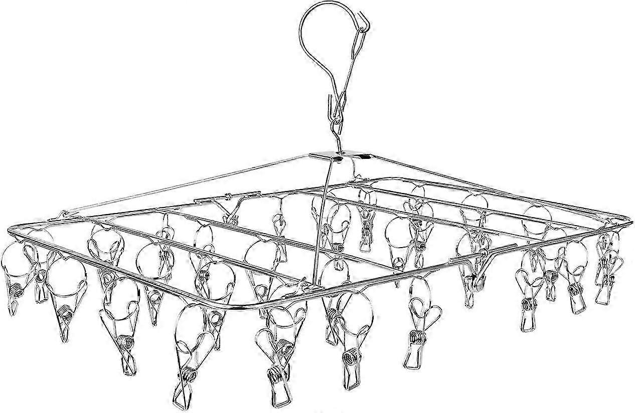 Clothes Drying Rack, 52 Clips Stainless Steel Laundry Drying Rack Folding Hanger