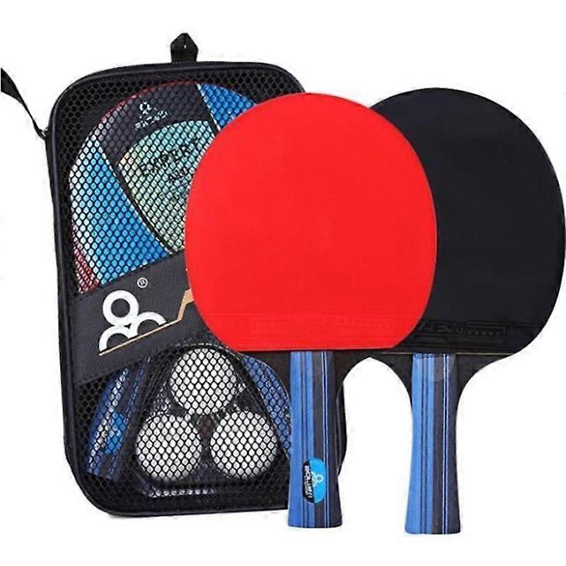Professional Ping Pong Racket Set 2 Table Tennis Rackets + 3 Ping Pong Balls + A Storage Pouch for Set