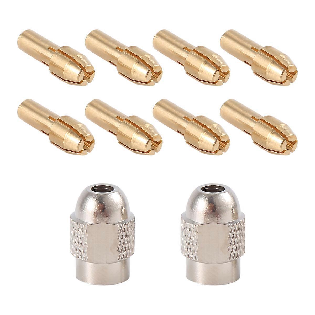 10Pcs Brass Collet for , Replacement 4485 Quick Change Rotary Drill Nut Tool Set with Two Metal Chan