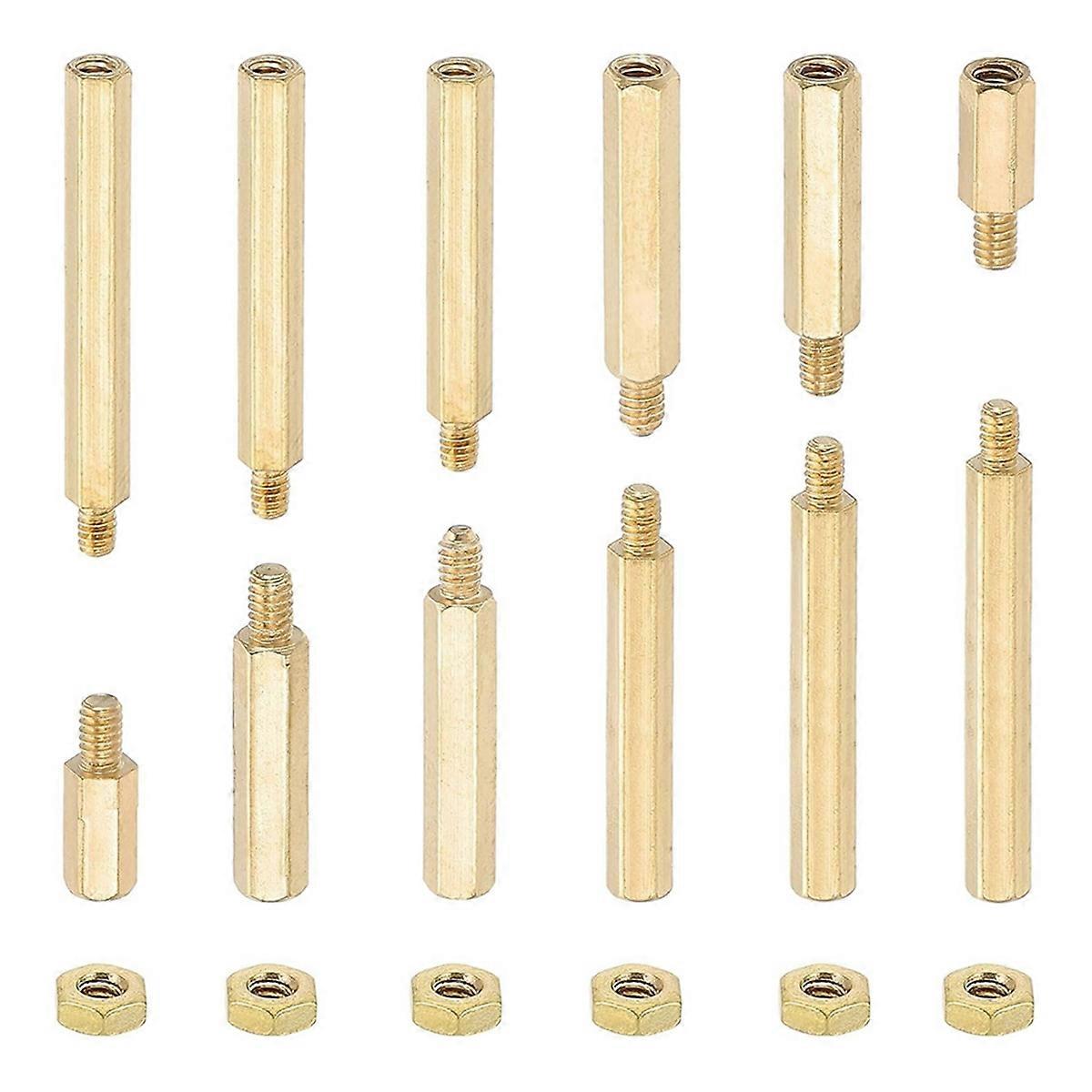M2 + 3 mm-es tartócsavarok, 240 darab férfi-női hatszögletű sárgaréz