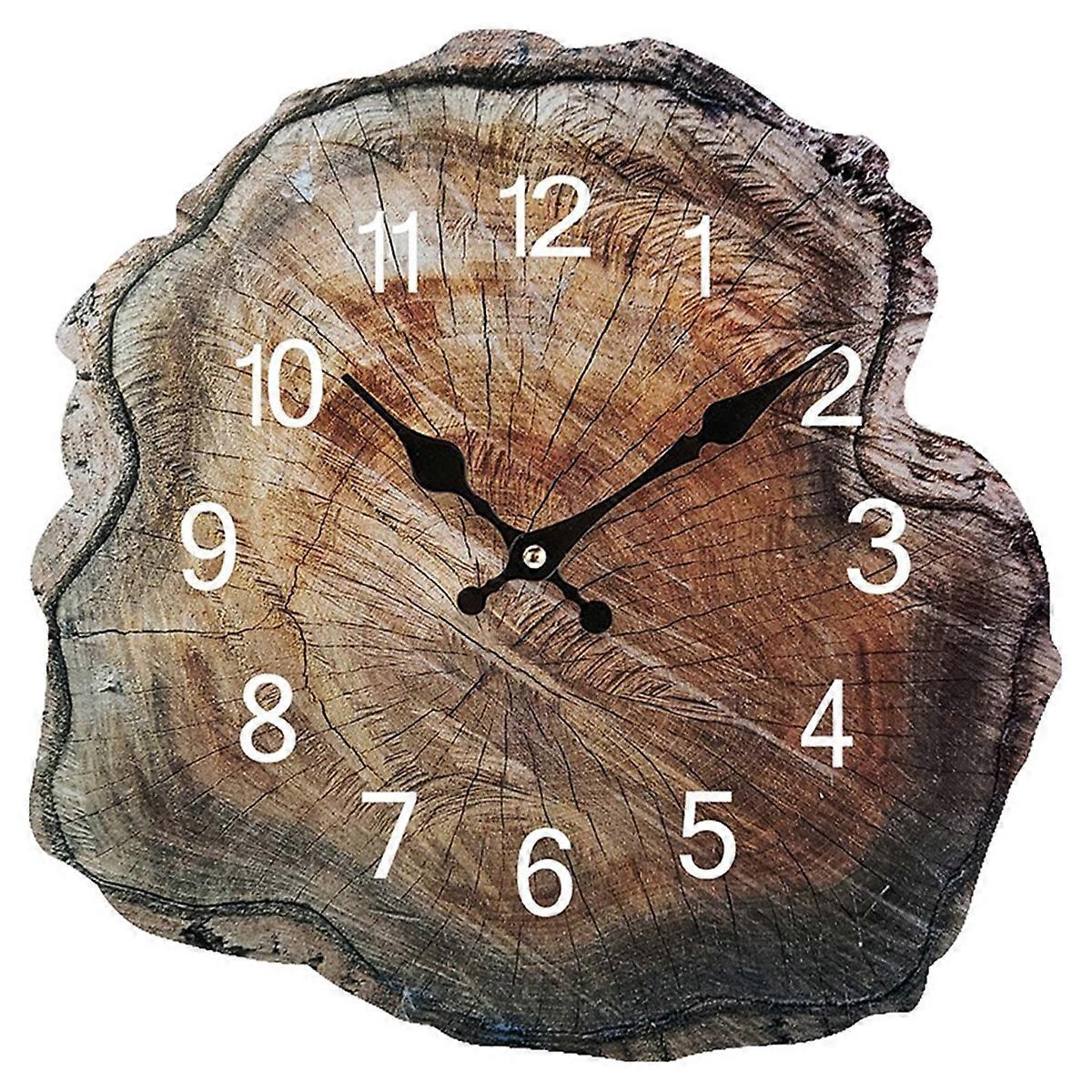 12 Inch Simulation Annual Ring Wooden Wall Clock Silent Clocks Watch