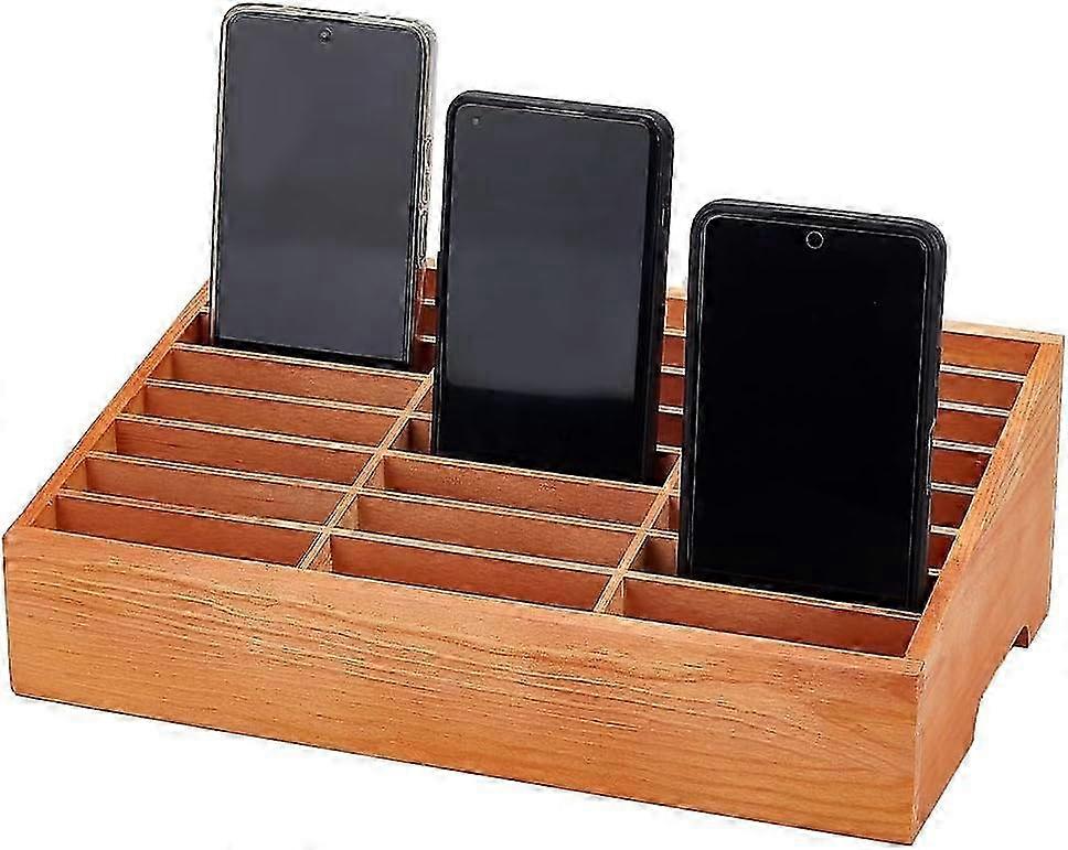 Wooden Classroom Cell Phone Storage, 24 Grid Mobile Phone Storage Box, Multi Cell Phone Rack Display Management Desktop Organizer for Teache SZRH A-G