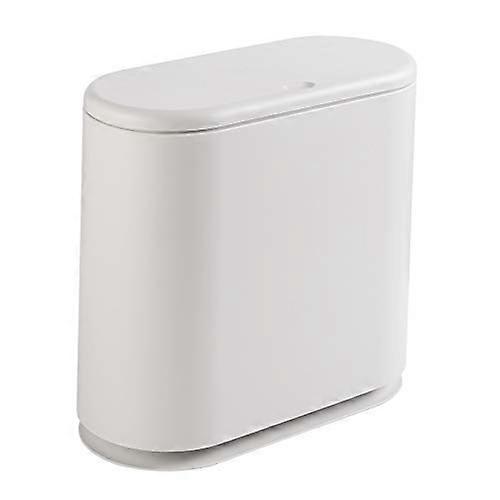 Ultra-Thin Plastic Bathroom Can 2.7-Gallon Capacity, Slim Profile Trash Can, Space-Saving Design