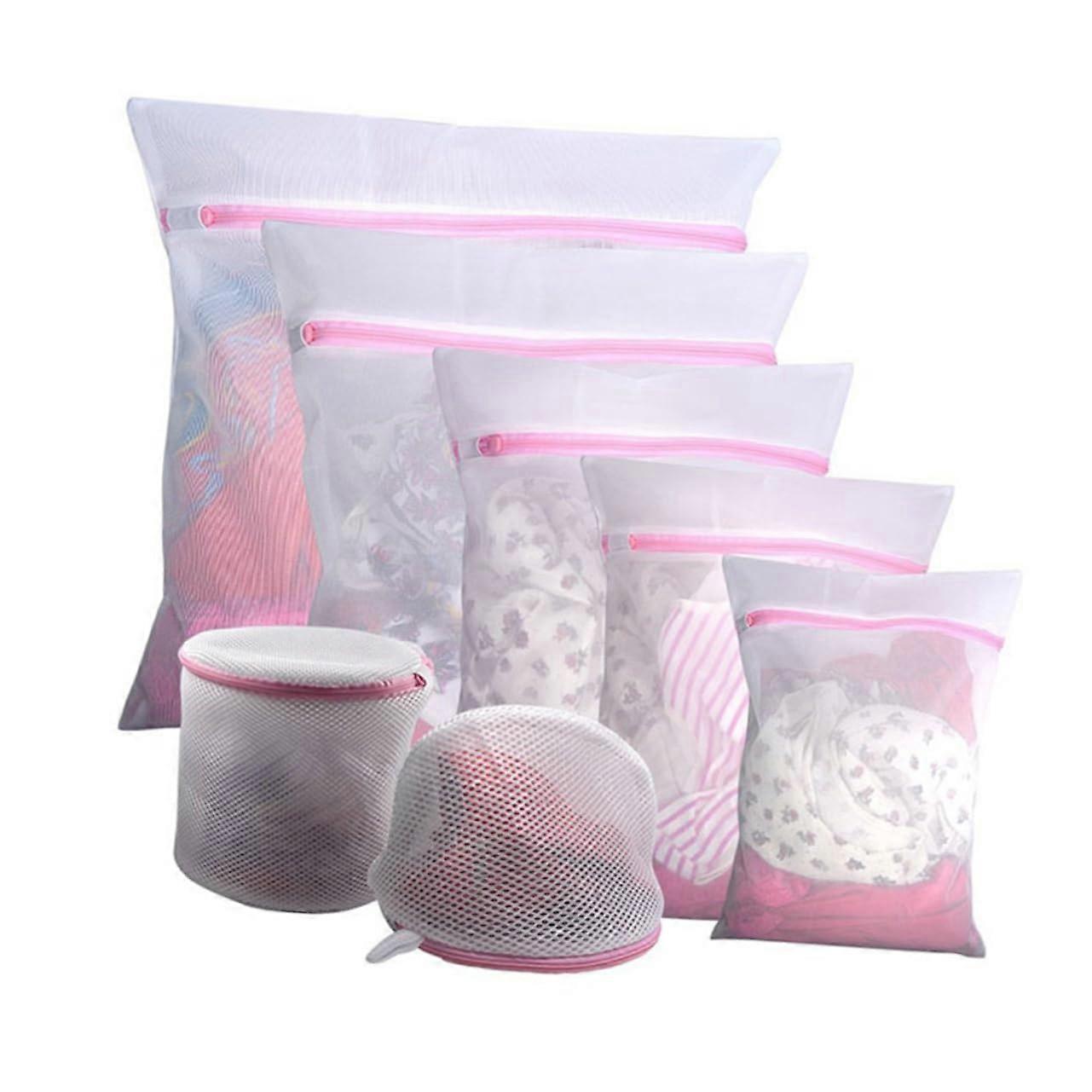 Mesh Laundry Bag Set - 7-Piece Zipper Net Bags for Washing Delicates, Polyester, Machine Washable, Easy Storage