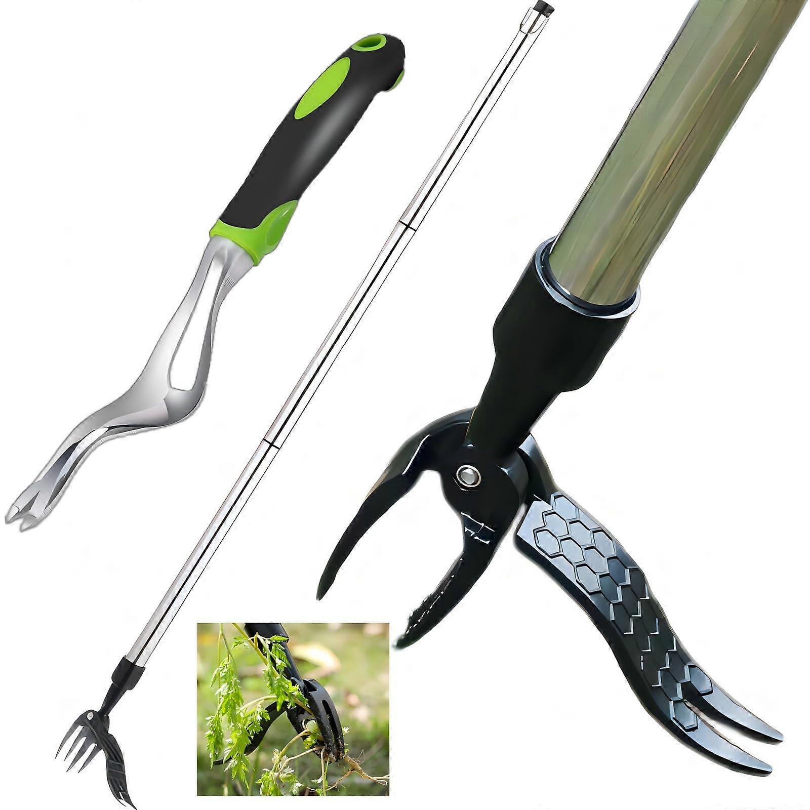 Weed Puller Tool for Garden and Lawn, Stand Up Dandelion Root Remover with Long Handle, No Bend Weeder for Easy Weeding