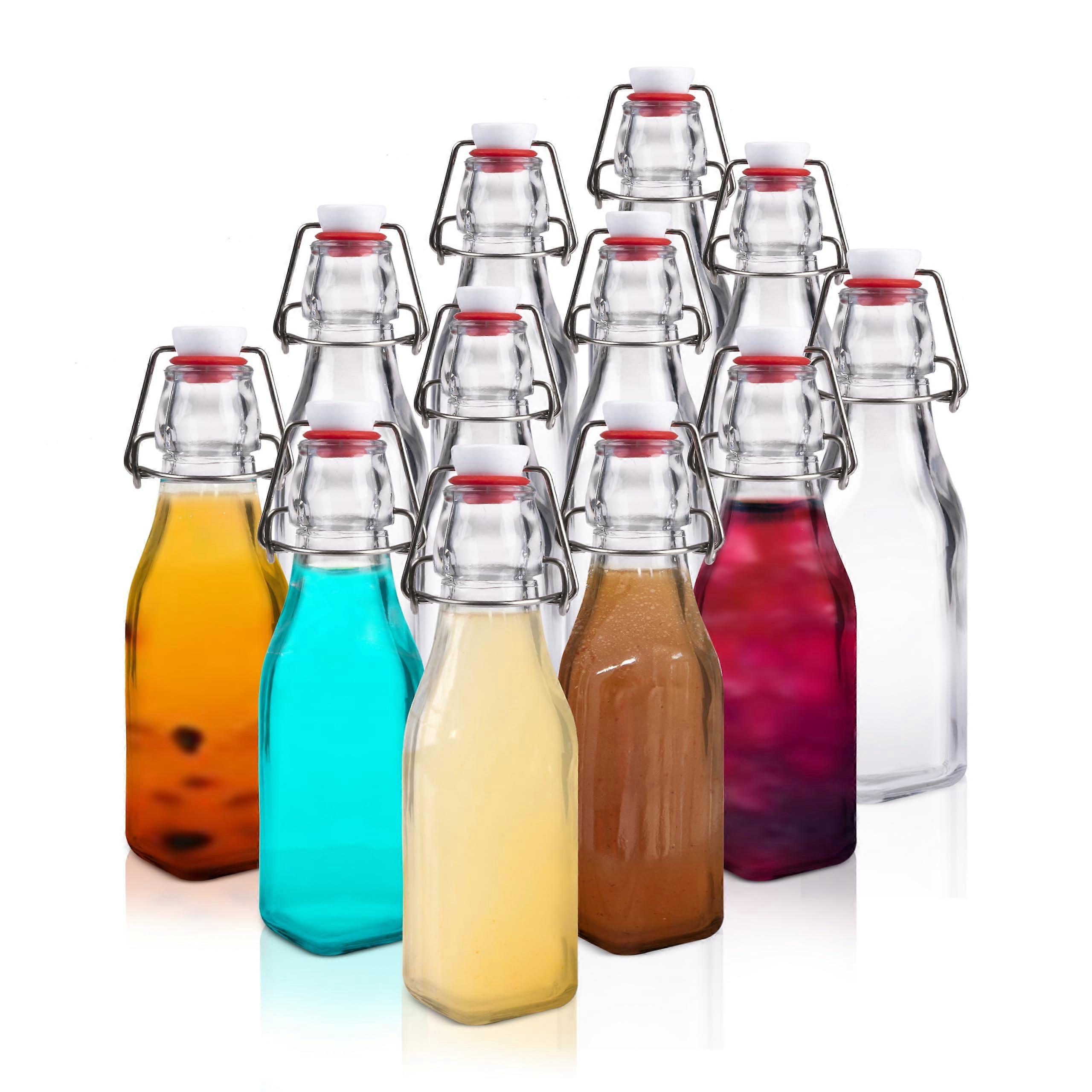 8 Ounce Clear Swing Top Glass Bottles for Home Brewing - Vanilla Extract, Carbonated Drinks 12 Pack