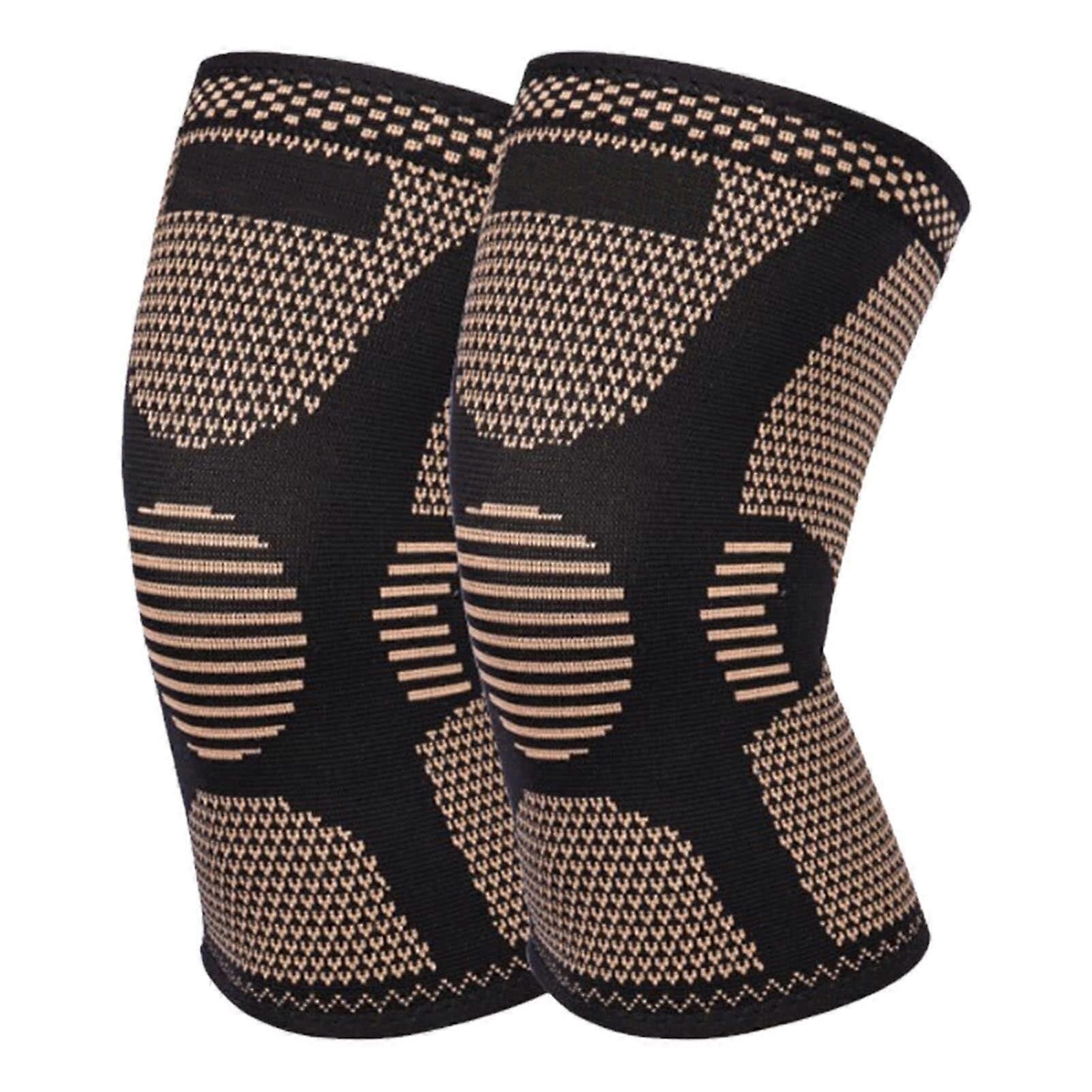 1 Pair Elastic Knitted Knee Brace Breathable Sleeve Comfortable Nylon Silicone Knee Support