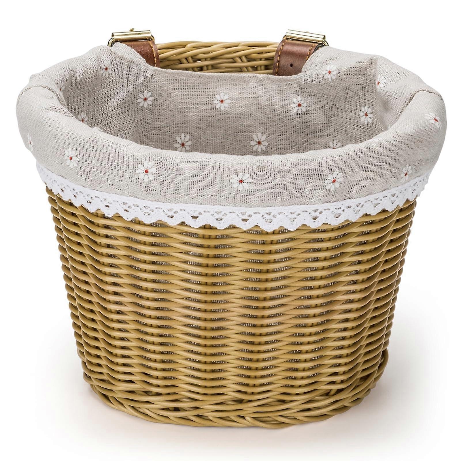 Cxwxc Bicycle Basket - Front Bike Cycling for - Handmade Woven Wicker Bicycle Baskets Primer can be removed, Adjustable BRANDS BROWN