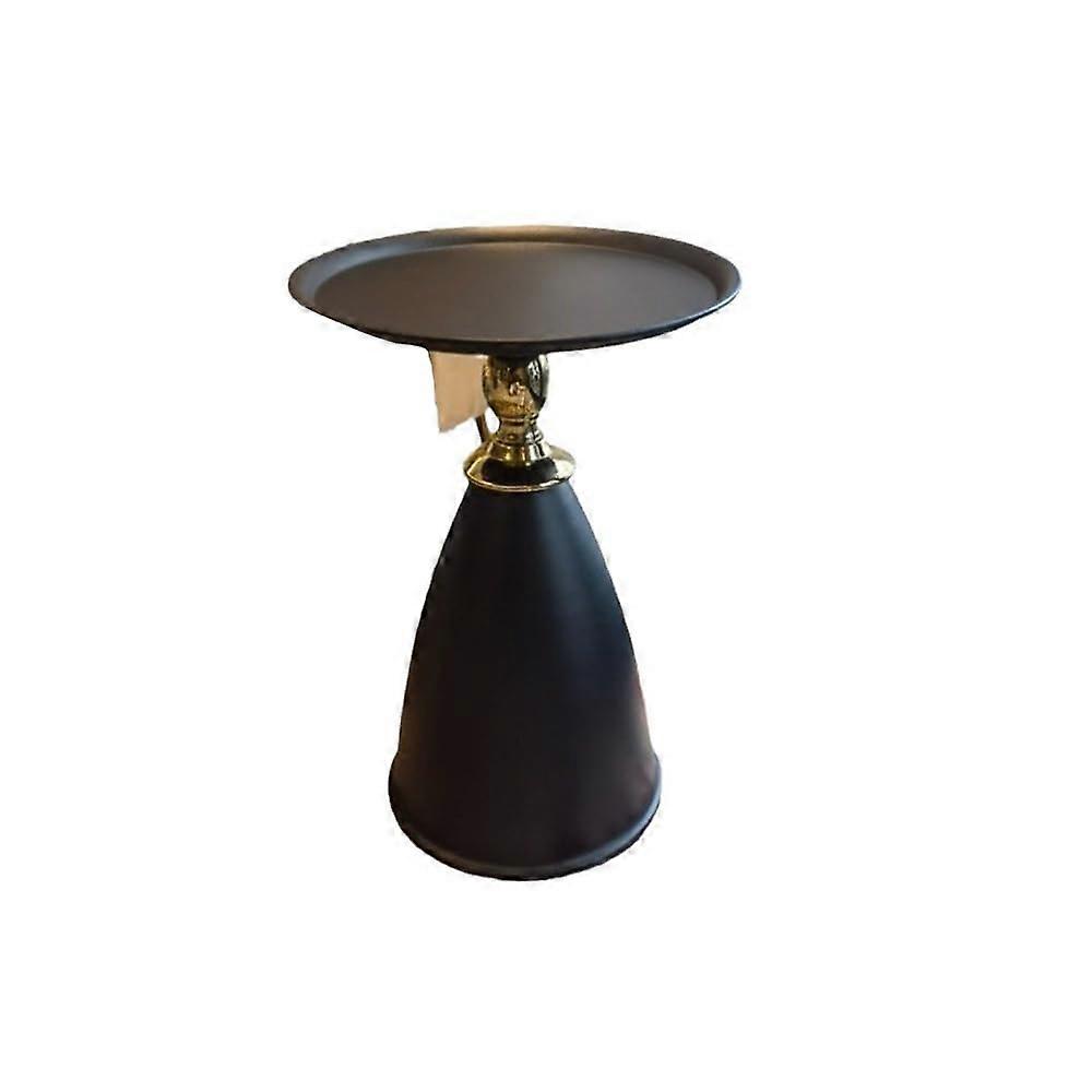 Small Round Pedestal Table - Vintage Matte Black Metal Side Table for Living Room, Bedside, and Small Spaces