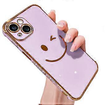 Compatible with iPhone 14 Case Cute,Electroplated TPU Phone Cover， 6.1 Inch - Purple ij0