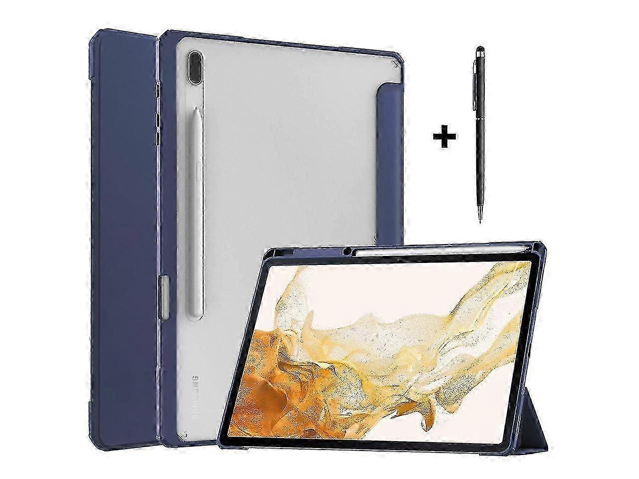 サムスンギャラクシータブS8プラス12.4 2022 SM-x800 SM-x806 / タブS7 Fe 12.4インチ2021 / タブS7プラス12.4 2020ペンホルダー、ユニバーサルスタイラス、スタンドカバー付き