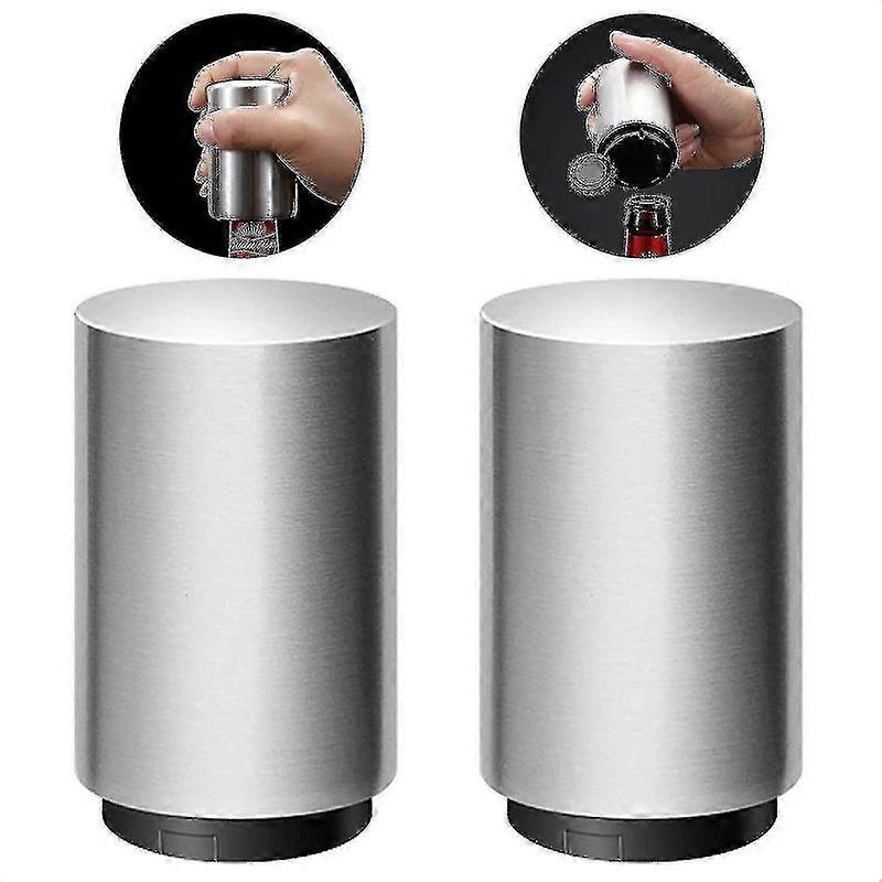 ステンレス鋼の栓抜き、2パックマグネットビール瓶オープナープッシュボトル -