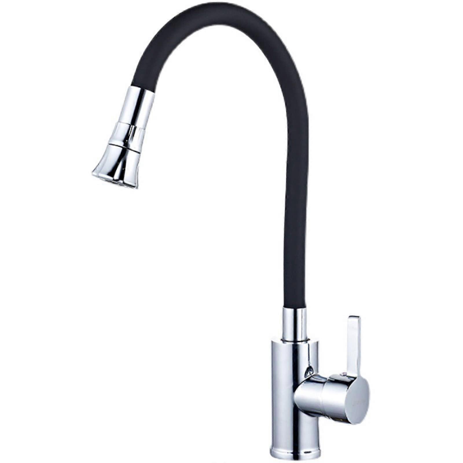 High Arc Kitchen Faucet Chrome Black Brass Single Handle Deck Mounted Hot and Cold Water 2 Function Sink Tap