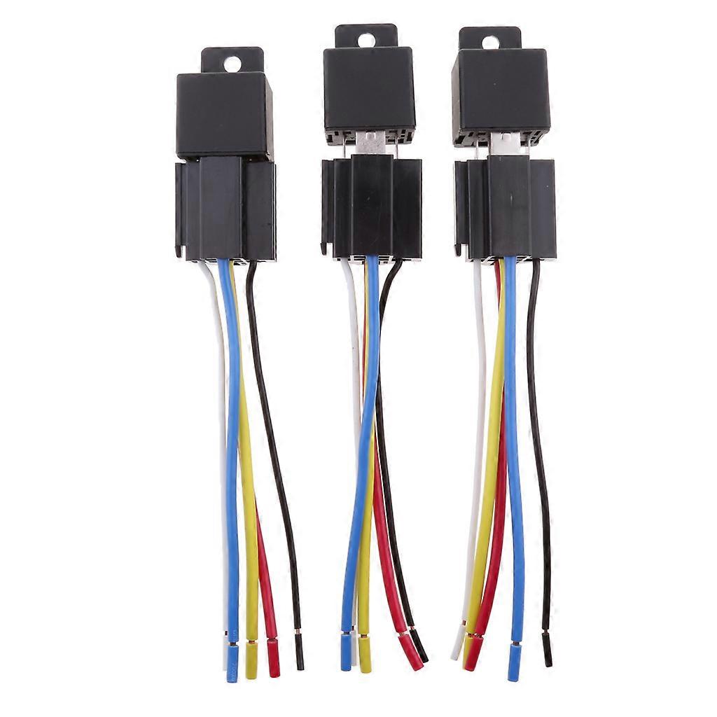 3 sets DC 24Volt 80 Amp SPST automotive 5 pin 5 wire relay sockets