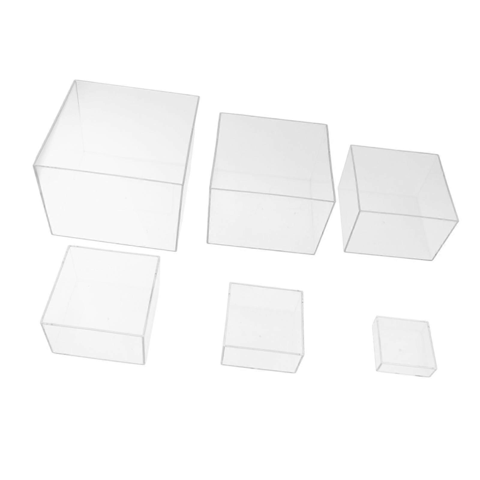 6Pcs Acrylic Display Stand for Jewelry, Figures, Cake - Multipurpose Buffet Riser Showcase Box
