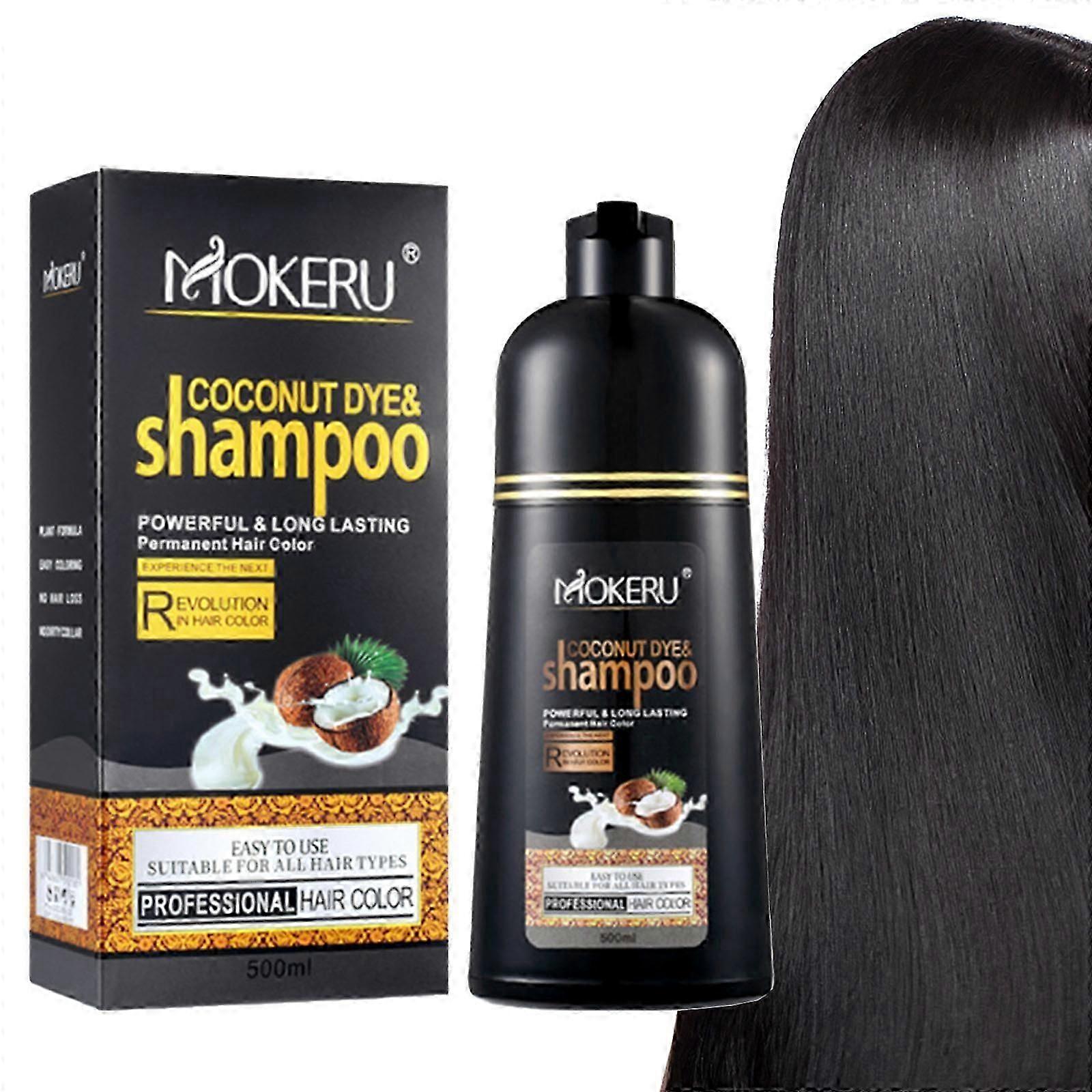 Noix de coco noir colorant pour cheveux Shampooing pour cheveux gris Shampooing de couleur de cheveux instantané Naturel pour les femmes Hommes Bourgogne