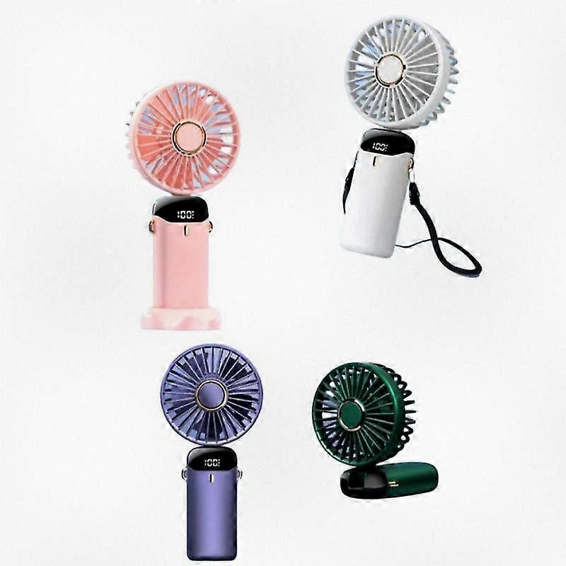 Compact Handheld Fan with Digital Display - Portable, Foldable, Multi-Use for Office or Desktop, Includes Neck Strap