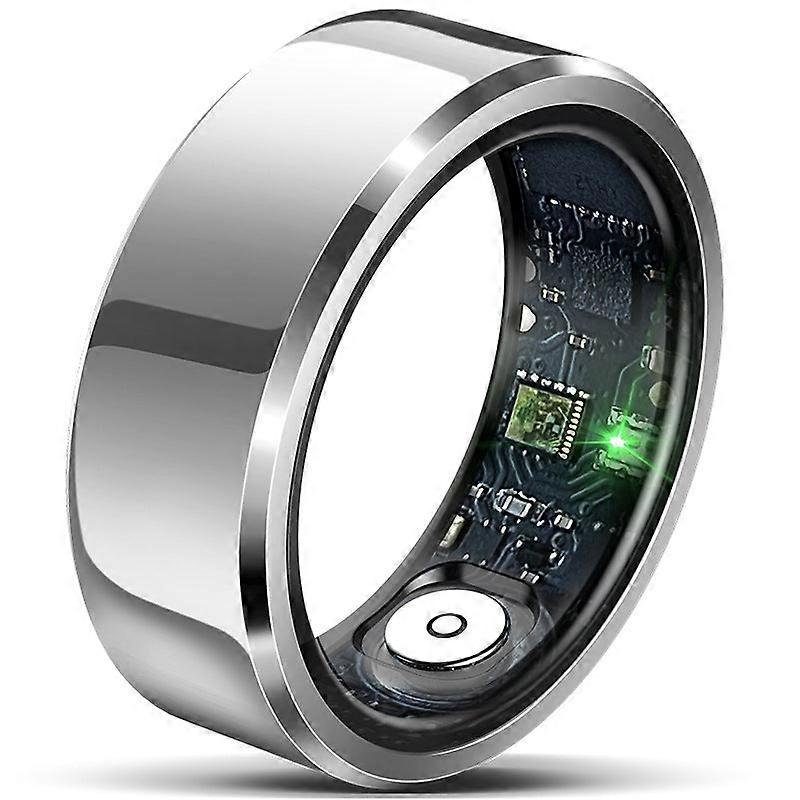 Silver Round 0.74Inch Smart Ring With Heart Rate Sleep Tracking Ip68 Waterproof Tracker Activity Trackers