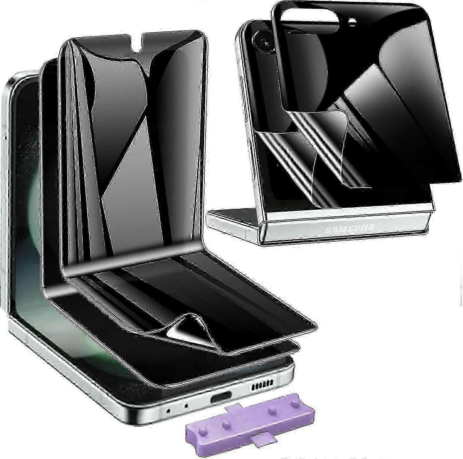 サムスンギャラクシーZフリップ5ソフトハイドロゲルフィルム用2セットプライバシースクリーンプロテクター簡単インストール気泡なし-良い