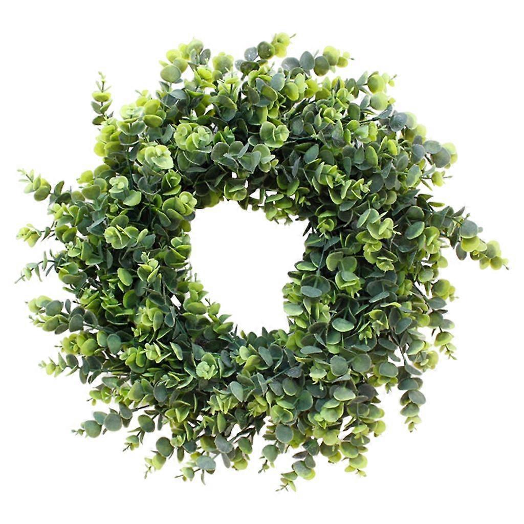 Artificial Green Eucalyptus Wreath,18 in Greenery Wreath with Natural Rattan