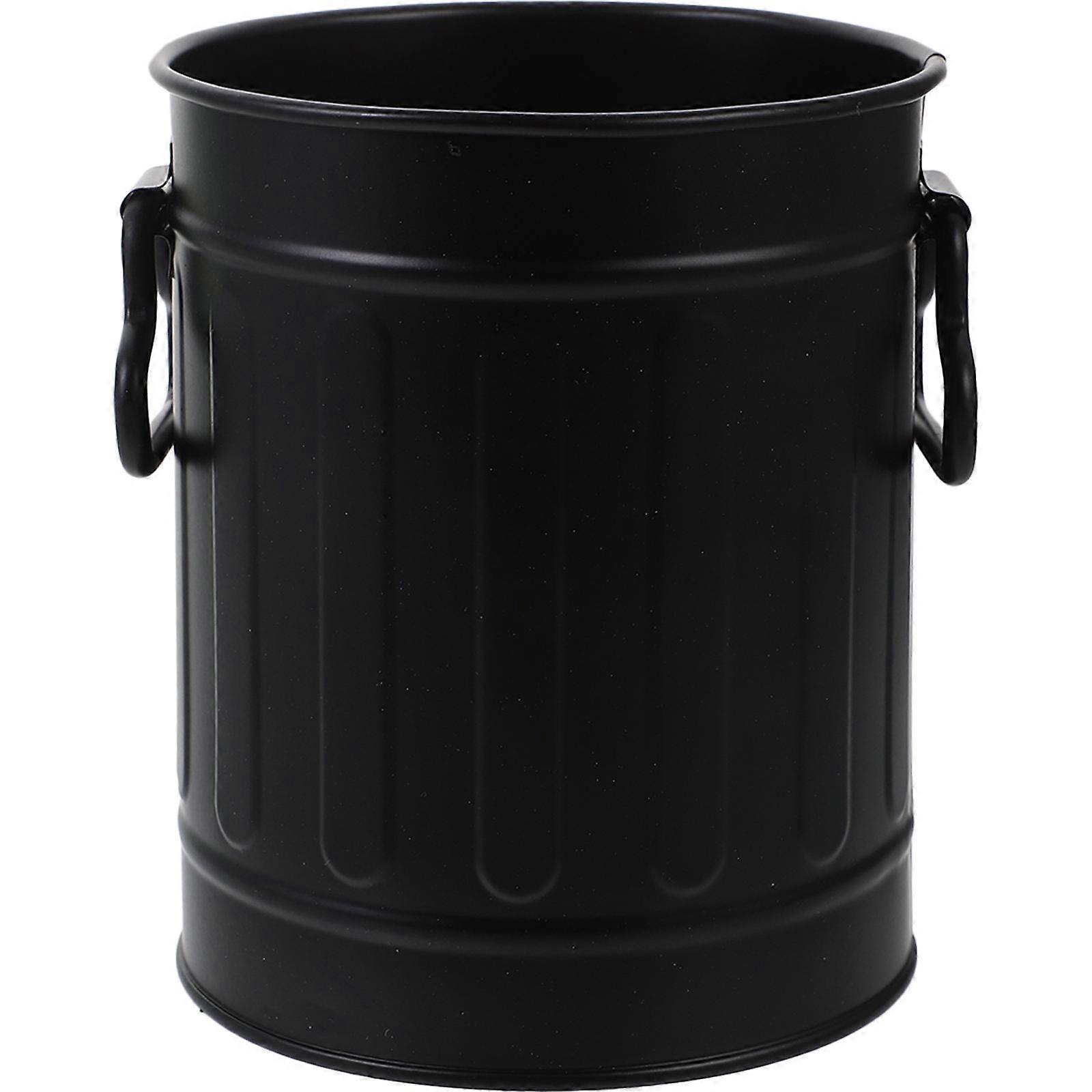 Compact Multi Function Mini Desk Trash Can for Stationery, Makeup Brush Storage – Black Garbage Container for Home, Office, Bedroom, Kitchen Use