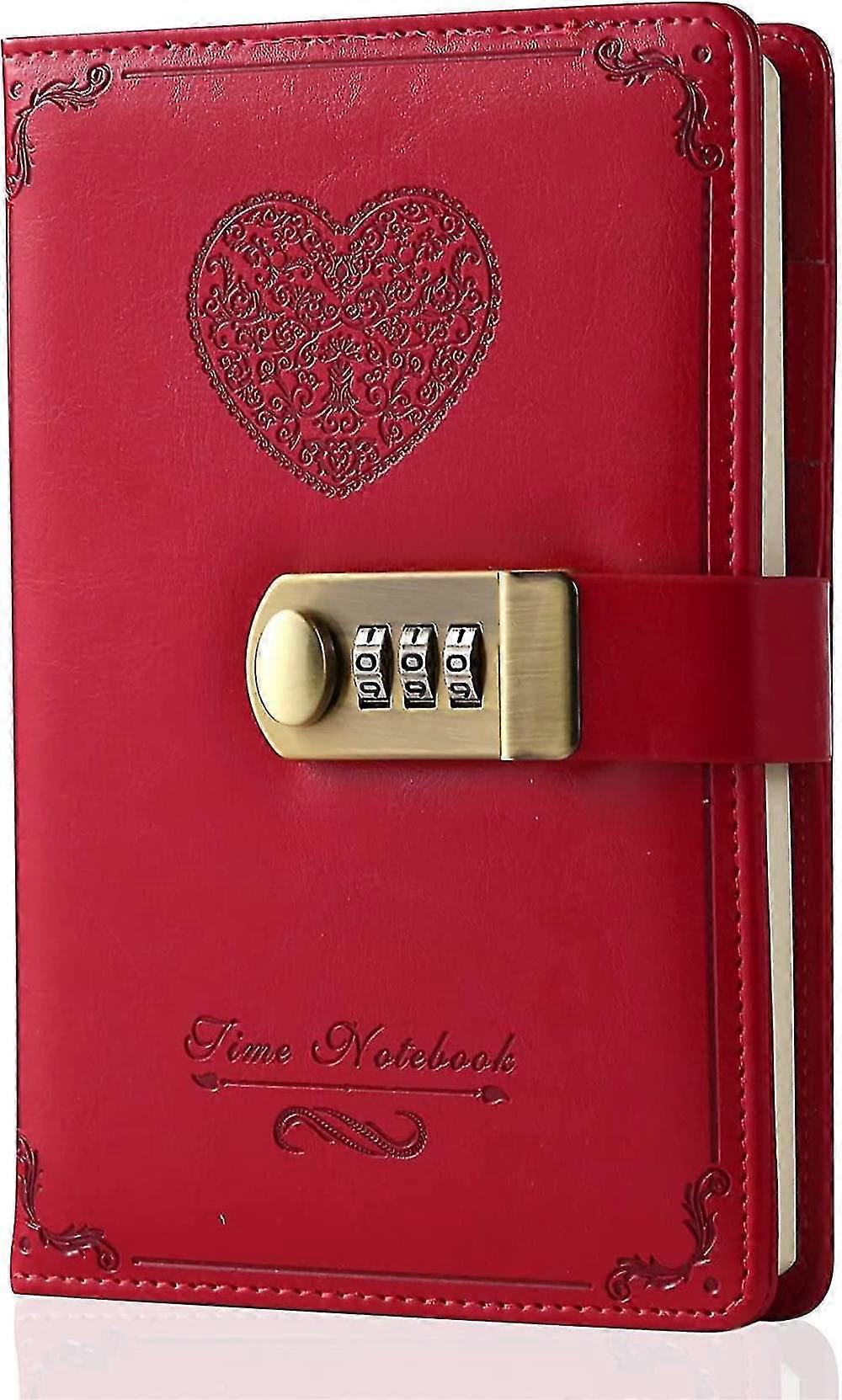 Diary With Lock For Girls - Leather Password Locking Journal Cute Secret Diaries Notebook With Combination Lock For Women Adults B6 Size 5.3x7.8 Inch