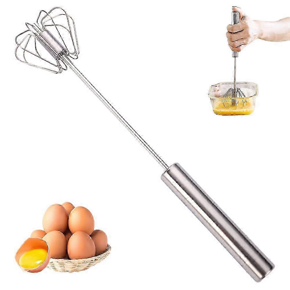 2024 Fouet à main rotatif semi-automatique en acier inoxydable 12" pour la cuisson, les œufs, le lait