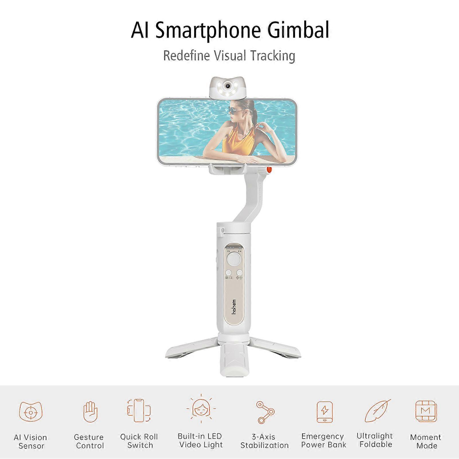 Hohem iSteady V2 3-Axis AI Smart Tracking Palm Gimbal Smartphone portable Stabilisateur Gesture Control avec Beauty Light POV Inception Timelapse Panora