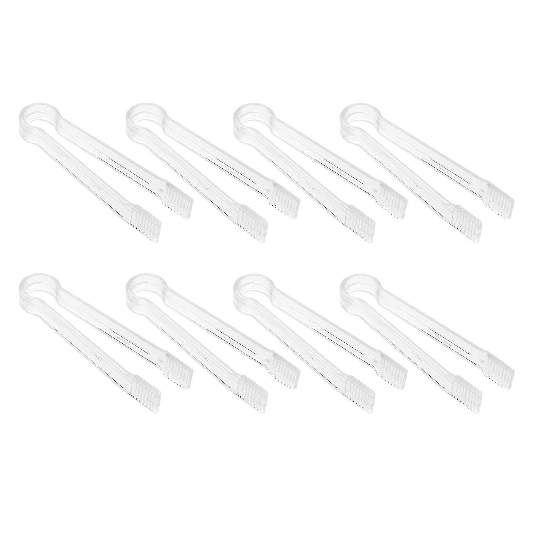 8 Pcs Clear Plastic Mini Buffet Serving Tongs for Appetizers, Kitchen Utensil Set